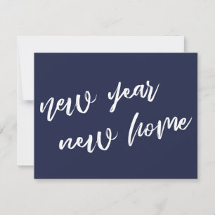Casual Navy Blue New Year New Home Announcement