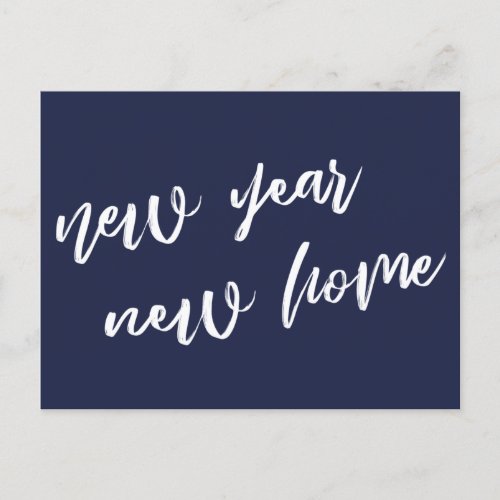 Casual Navy Blue New Year New Home Announcement Postcard