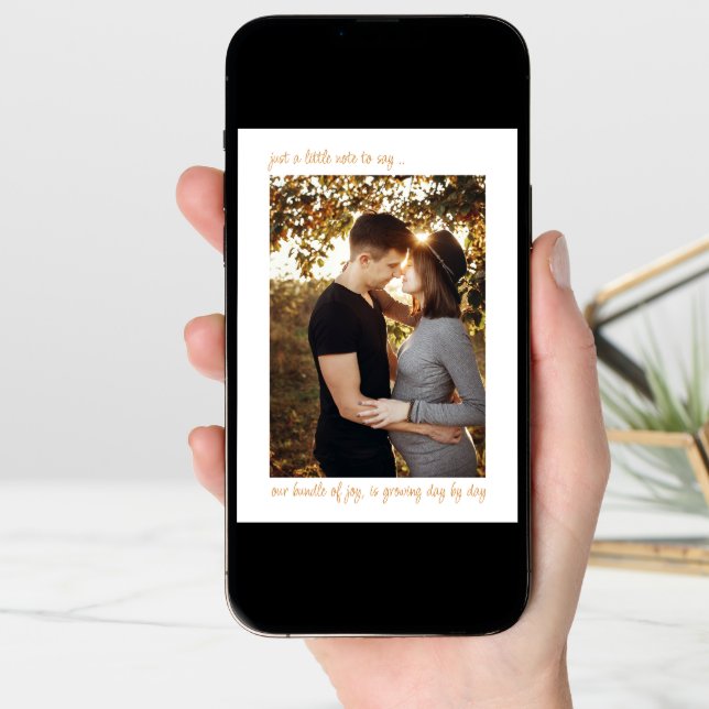 Casual Note to Say 2 Vertical Photo Pregnancy Announcement (Front Digital)