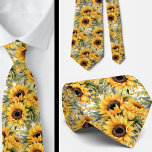 Casual Office Neck Tie | Van Gogh Sunflowers<br><div class="desc">Moshiach Now! Elevate your formal wear with this exquisite watercolor sunflower pattern white floral faux silk neck tie. The intricate design and luxurious material make it the perfect accessory for any special occasion. Stand out from the crowd and add a touch of elegance to your outfit with this stunning piece....</div>