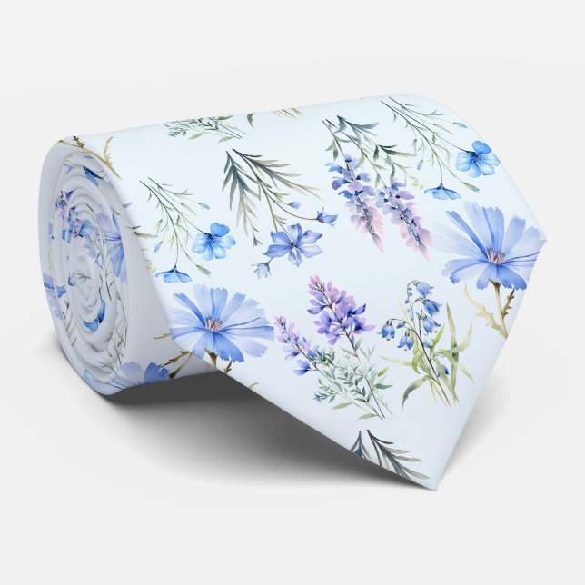 Casual Office Wildflowers Boho Neck Tie (Rolled)