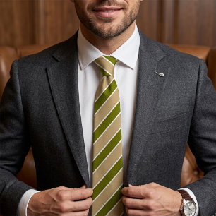 Casual Olive Green Tan Travel Neck Tie