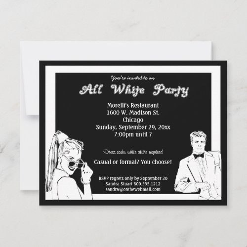 Casual Or Formal White Attire Party Personalized Announcements