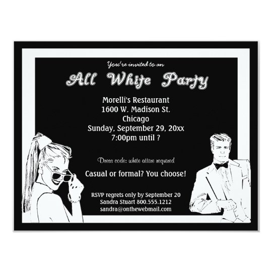 Casual Or Formal  White Attire  Party Invitation  Zazzle com