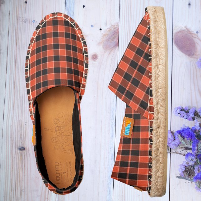 Casual Orange Black Buffalo Plaid Tartan Pattern Espadrilles (Creator Uploaded)