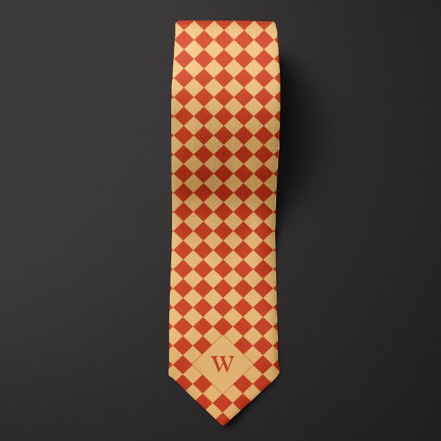 Casual Orange Checkered Monogram Neck Tie (Creator Uploaded)