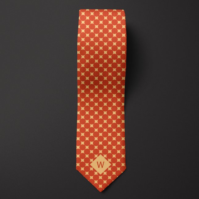 Casual Orange Circles Monogram Neck Tie (Creator Uploaded)