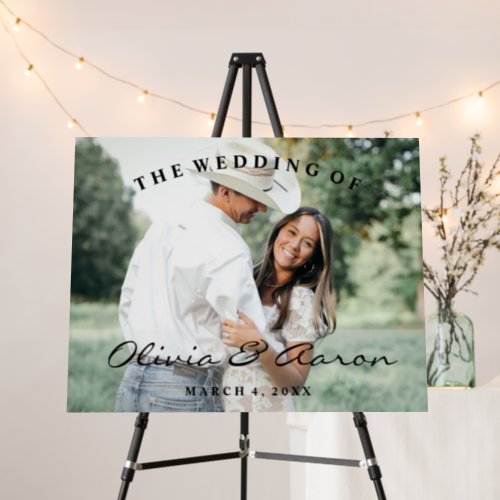Casual Outdoor Couples Photo Wedding Sign