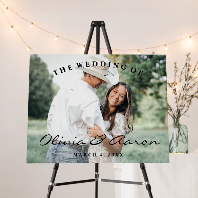 Casual Outdoor Couple's Photo Wedding Sign (In Situ (Stand))