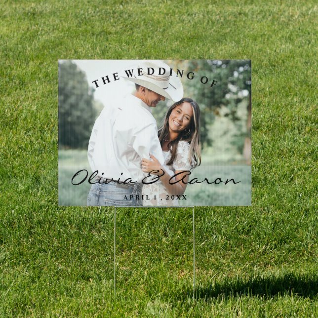 Casual Outdoor Couple's Photo Wedding Yard Sign (Insitu)