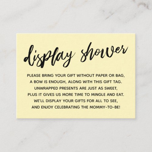 Casual Pale Yellow Display Baby Shower No Wrapping Enclosure Card