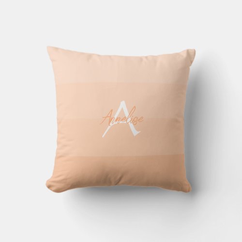 Casual Peach Ombre Monogram Personalized  Throw Pillow
