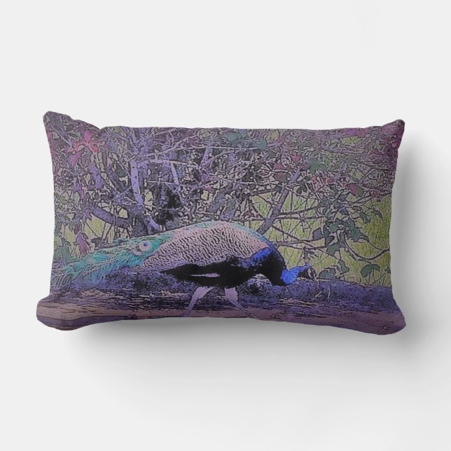 Casual Peacock Lumbar Pillow (Front)