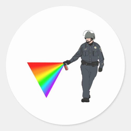 Casual Pepper Spray Cop Rainbow With Color Classic Round Sticker
