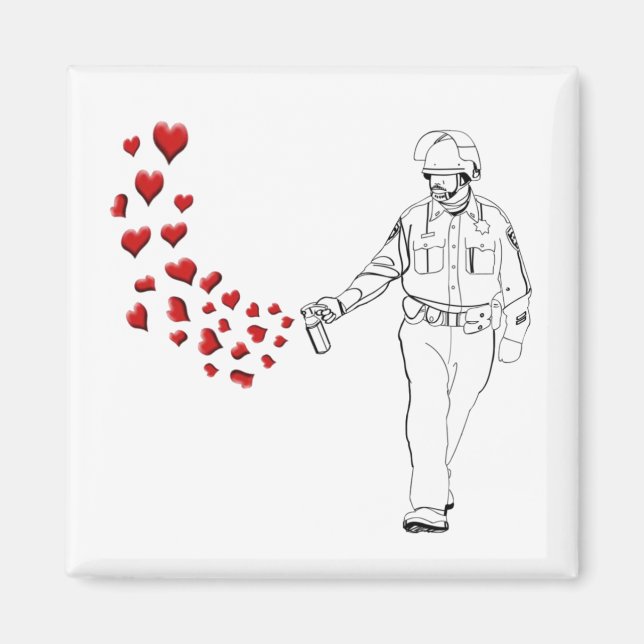 Casual Pepper Spray Cop with Hearts Magnet (Front)
