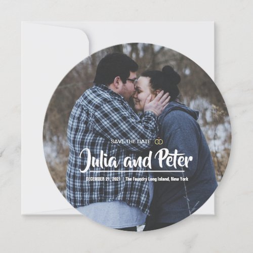 Casual Photo Save The Date Round Wedding Invitation