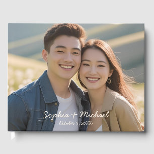 Casual Photo Wedding Guest Book Template Custom
