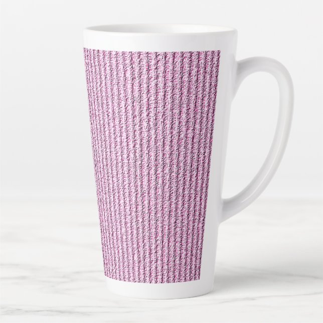 Casual Pink Corduroy Stripe Pattern Latte Mug (Right)