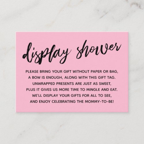 Casual Pink Display Baby Shower No Gift Wrap Enclosure Card