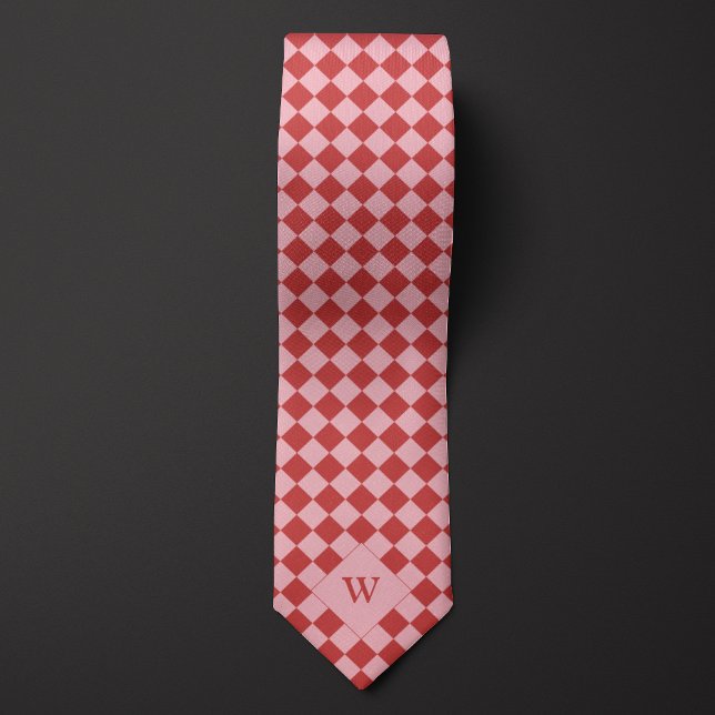 Casual Red Checkered Monogram Neck Tie (Creator Uploaded)