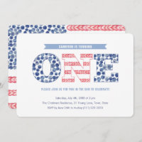 Casual Red White Blue Cookout 1st Birthday Party Invitation