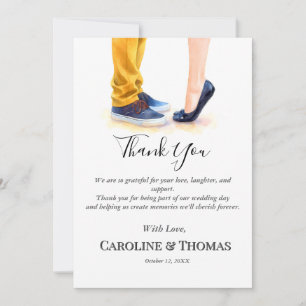 Casual Rehearsal Wedding Chic Couple Illustration  Thank You Card