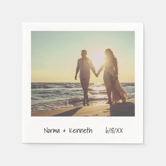 Casual Retro Instant Photo Wedding Napkins (Front)