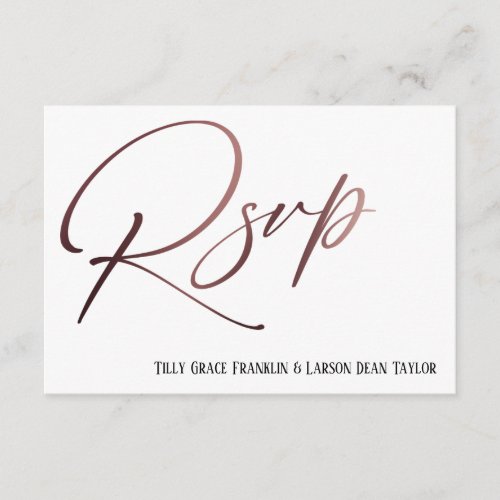 Casual Rose Gold Handwriting RSVP Song Request Enclosure Card