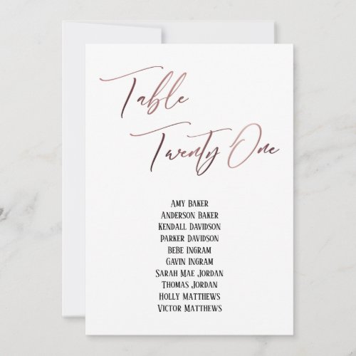 Casual Rose Gold Table Twenty One Seating Chart