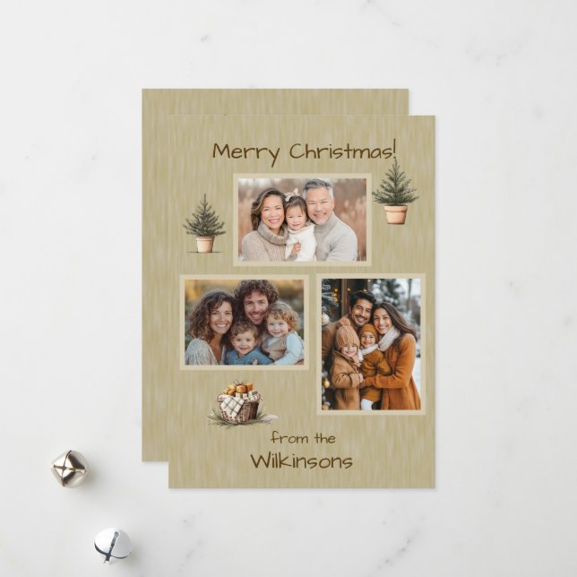 Casual Rustic Merry Christmas Photo  Holiday Card (Front/Back In Situ)
