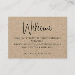 Casual Rustic Wedding Welcome Gift Bag Basket Place Card