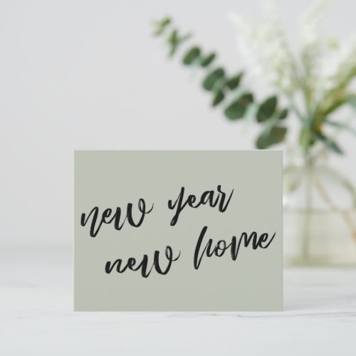 Casual Sage Green New Year New Home Announcement