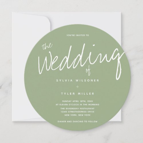 Casual Sage Typography Wedding Invitation