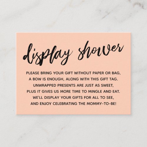 Casual Salmon Display Baby Shower No Wrapping Enclosure Card