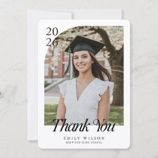 Casual Script and Graduation Arch Photo Thank You Card