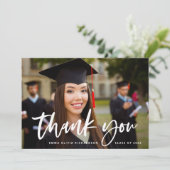 Casual Script and Graduation Photo Thank You Card (Standing Front)
