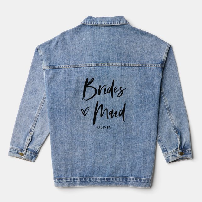 Casual Script and Heart | Chic Bridesmaid Denim Jacket (Back)