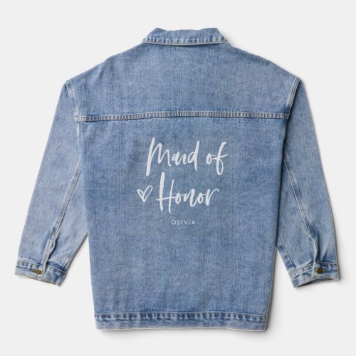 Casual Script and Heart  Chic Maid of Honor Denim Jacket