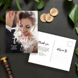 Casual Script and Photo | Wedding Thank You Postcard<br><div class="desc">These simple and modern wedding thank you postcards feature your wedding photo on the front,  with stylish trendy casual script typography. Add a personal message of thanks to the back of the card.</div>