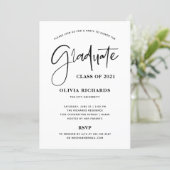 Casual Script Black and White | Grad Party Invitation | Zazzle