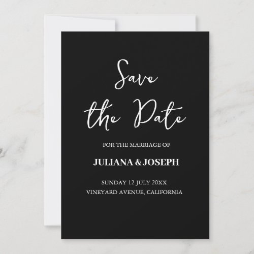 Casual Script Black and White Typography Wedding Save The Date