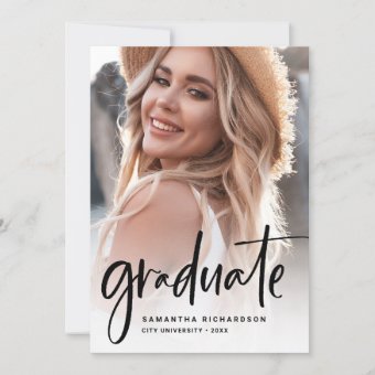 Casual Script Black | Two Photo Graduation Party Invitation | Zazzle