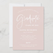Casual Script Blush Pink and White | Grad Party Invitation (Front)