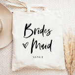 Casual Script | Chic Simple Bridesmaid Gift Tote Bag<br><div class="desc">This stylish and chic bridal party gift bag features modern,  casual black script typography that says "Bridesmaid, " and a trendy scribbled heart,  with her name in simple bold text. The perfect elegant wedding gift for your entire wedding party.</div>