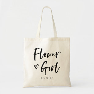 Flower Girl Canvas Tote Bag SMALL Monogram Open Top Tote 