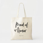 Casual Script | Chic Simple Maid of Honor Gift Tote Bag<br><div class="desc">This stylish and chic bridal party gift bag features modern,  casual black script typography that says "Maid of Honor, " and a trendy scribbled heart,  with her name in simple bold text. The perfect elegant wedding gift for your entire wedding party.</div>