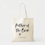 Casual Script | Chic Simple Mother of the Bride Tote Bag<br><div class="desc">This stylish and chic bridal party gift bag features modern,  casual black script typography that says "Mother of the Bride, " and a trendy scribbled heart,  with her name in simple bold text. The perfect elegant wedding gift for your entire wedding party.</div>