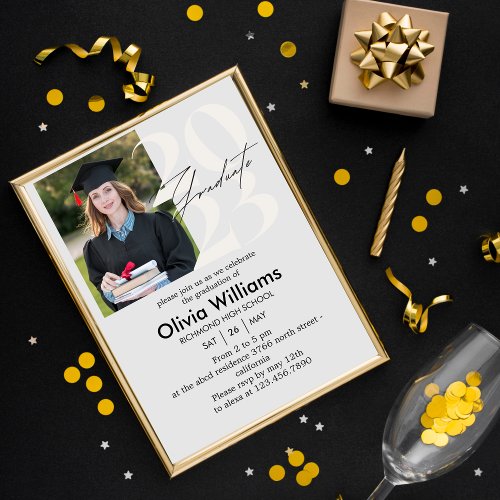 Casual Script Custom Photo Graduation Party  Invitation