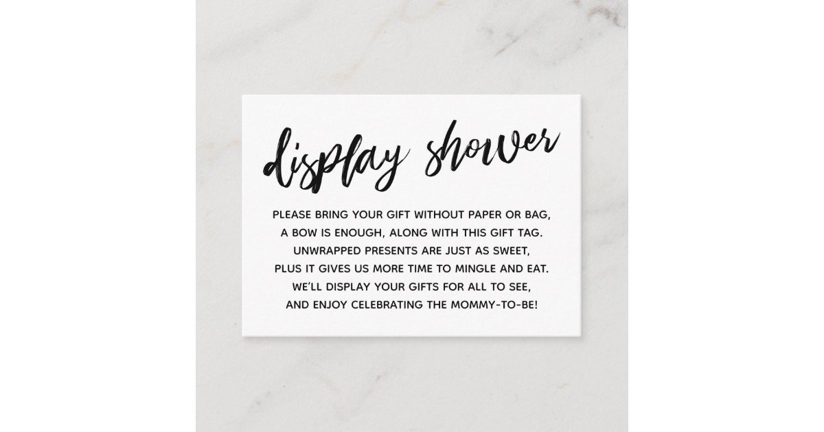 Casual Script Display Baby Shower No Gift Wrap Enclosure Card | Zazzle.com