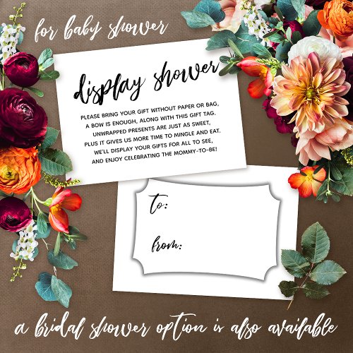 Casual Script Display Baby Shower No Gift Wrap Enclosure Card